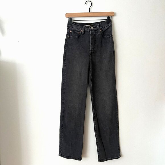 Levi's Ribcage Straight Full Length Jeans Say No Go Gray Women's Size 26 - Picture 2 of 11